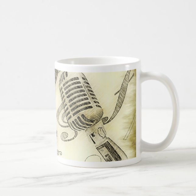 Vintagegitarr och mikrofon kaffemugg (Höger)