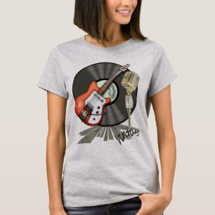 Vintagegitarr- och mikrofondesign tee