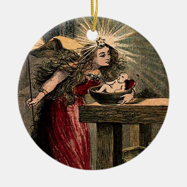 Vintagegod fé julgransprydnad keramik (Framsidan)