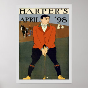VintageGolftidskriften täcker Harpers Poster