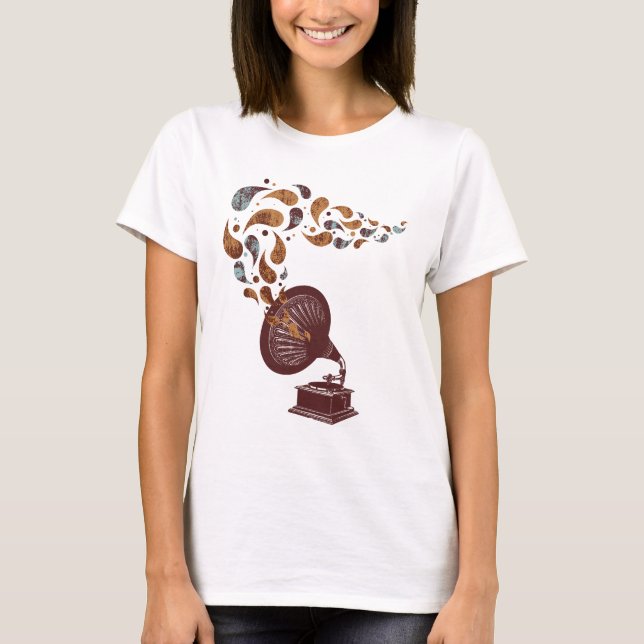 Vintagegrammofonskjorta Tee Shirt (Framsida)