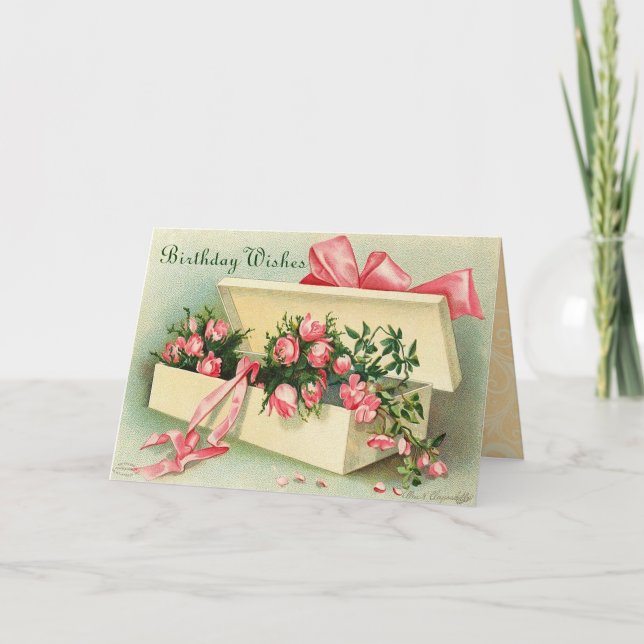 Vintagegrattis på födelsedagenkort kort (Framsida)