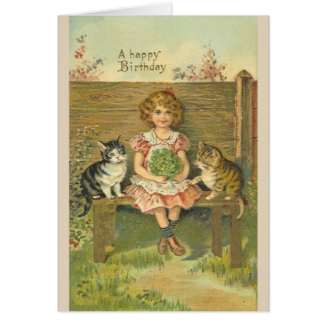 Vintagegrattis på födelsedagenvänner, hälsningskort (Framsidan)