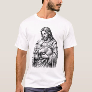 Vintagegravyr Herde som håller lamm Vector Des T Shirt