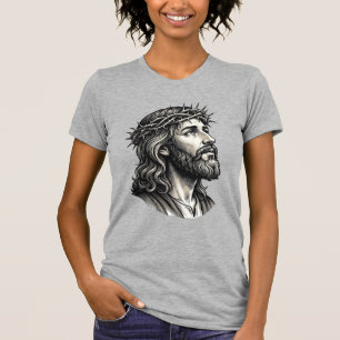 Vintagegravyr törnekrona porträtt design_ t shirt