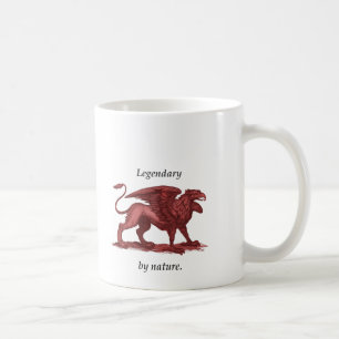 Vintagegripillustration som är legendarisk vid kaffemugg