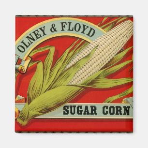Vintagegrönsaketikett, Olney & Floyd sockermaj Magnet