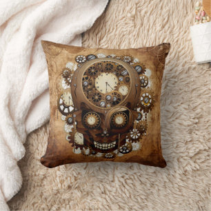 VintageGrunge förkopprar den Steampunk skallen Kudde
