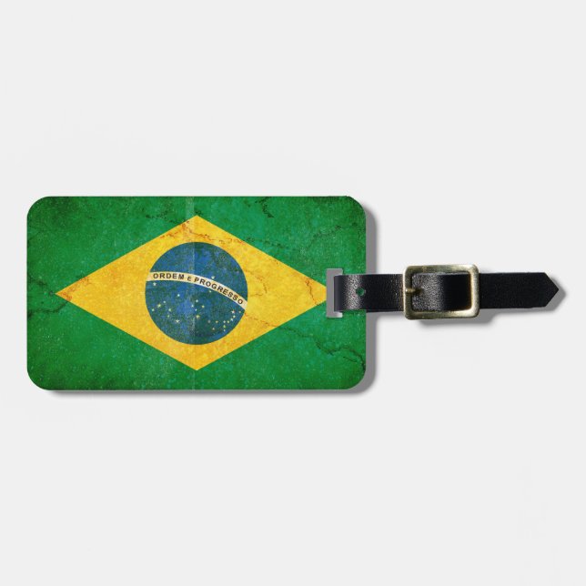 VintageGrungeBrasilien flagga Bagagebricka (Horisontell Framsida)