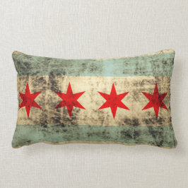 VintageGrungeflagga av Chicago Lumbarkudde