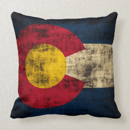 VintageGrungeflagga av Colorado Kudde