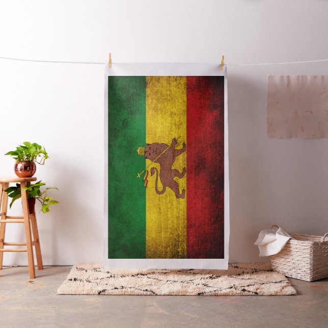 VintageGrungeRastafarian flagga Tyg (In Situ)