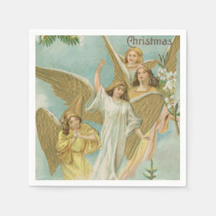 Vintagegrupp av julänglar pappersservett
