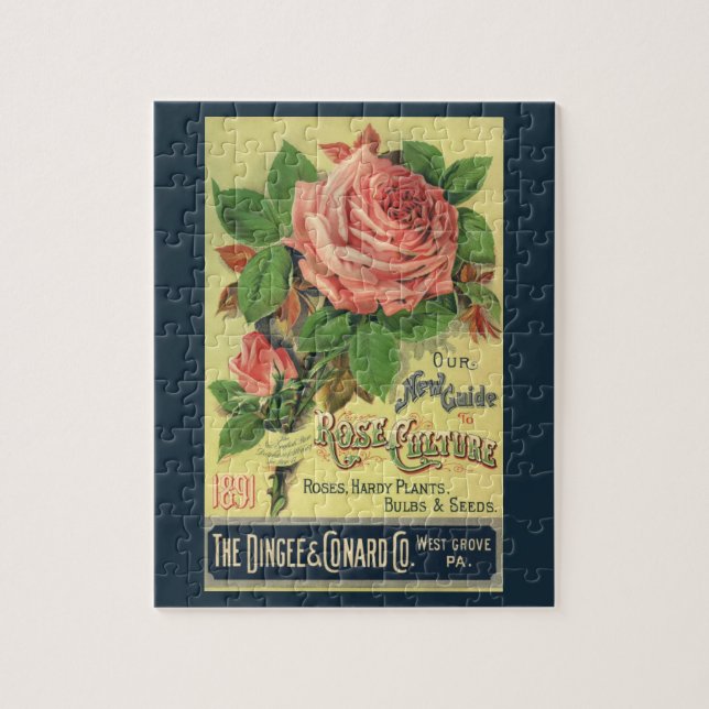 Vintageguide till rosenodling bokomslagsdesign, 18 pussel (Vertikal)