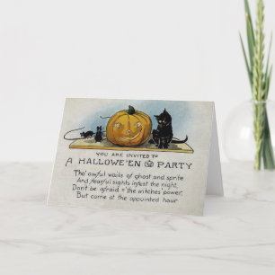 Vintagehalloween festinbjudan tack kort