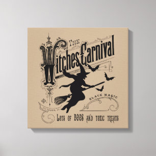 VintageHalloween häxa Canvastryck
