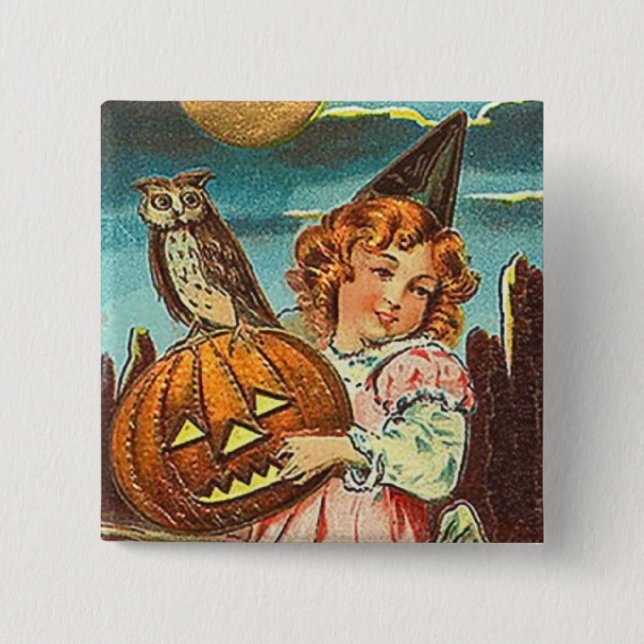 VintageHalloween häxa Knapp (Framsida)