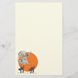 VintageHalloween häxa och kattbrevpapper Brevpapper