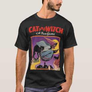 VintageHalloween katt och modig skjorta för häxa Tee Shirt