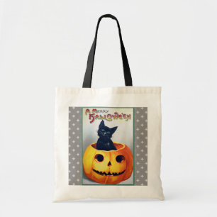 VintageHalloween katt och pumpa Tygkasse