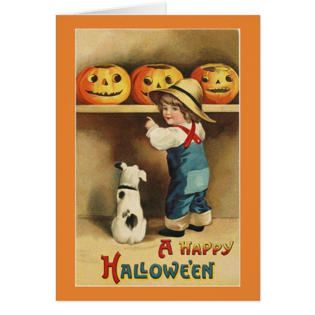 VintageHalloween pojke Hälsningskort (Framsidan)