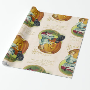 VintageHalloween vykort Presentpapper