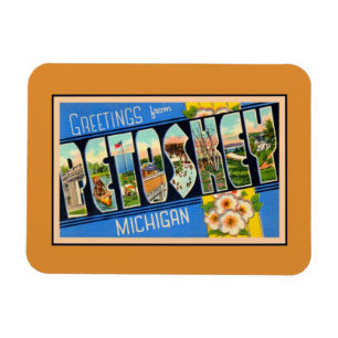 Vintagehälsningar från Petoskey Michigan Magnet