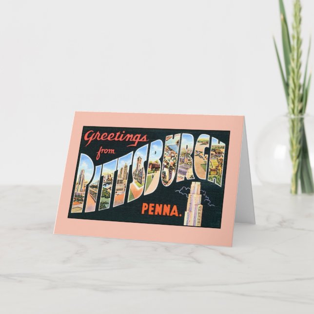 Vintagehälsningar från Pittsburgh Pennsylvania Kort (Framsida)
