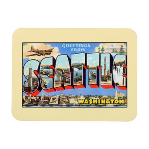 Vintagehälsningar från Seattle Washington Magnet