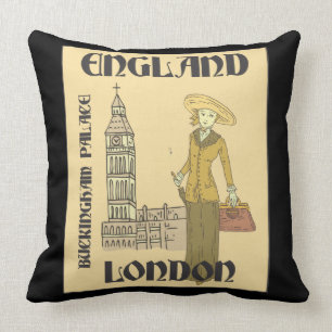 Vintagehandelsresande England London Buckingham Kudde
