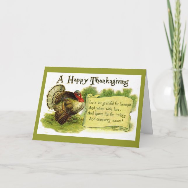 Vintagehappy thanksgivingkort helgkort (Framsida)