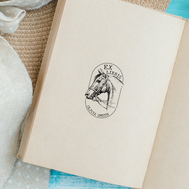 Vintagehäst, modern Ex Libris-bok  Stämpel (Skapare uppladdad)