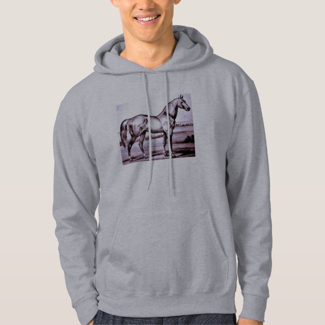 VintagehästHoodie Sweatshirt Med Luva (Framsida)