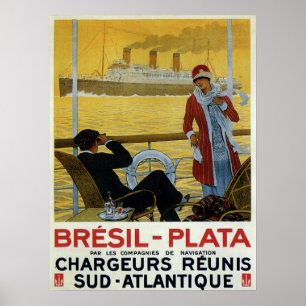 Vintagehaveyeliner till den Brasilien Plata Poster