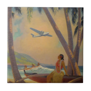 Vintagehawaiibon reser - den Hawaii flickadansare Kakelplatta
