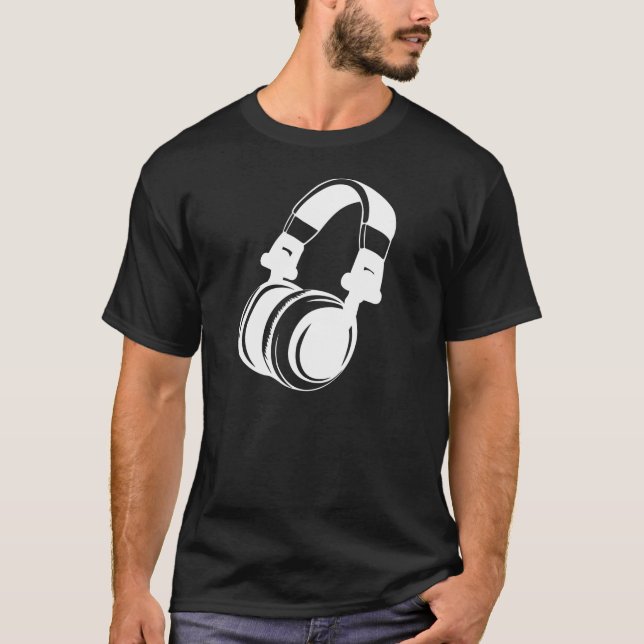 VintageHeadphoneT-tröja (mörk) Tee Shirt (Framsida)