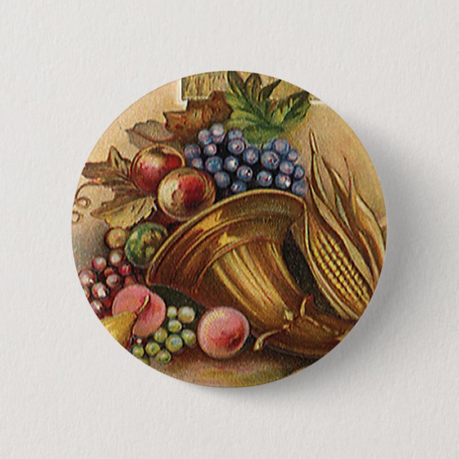 Vintagehelgdagar, Thanksgiving, Skörd och Pilgrim Knapp (Framsida)