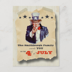 VintageHipsterFourth av den Juli firandeinbjudan Inbjudningar