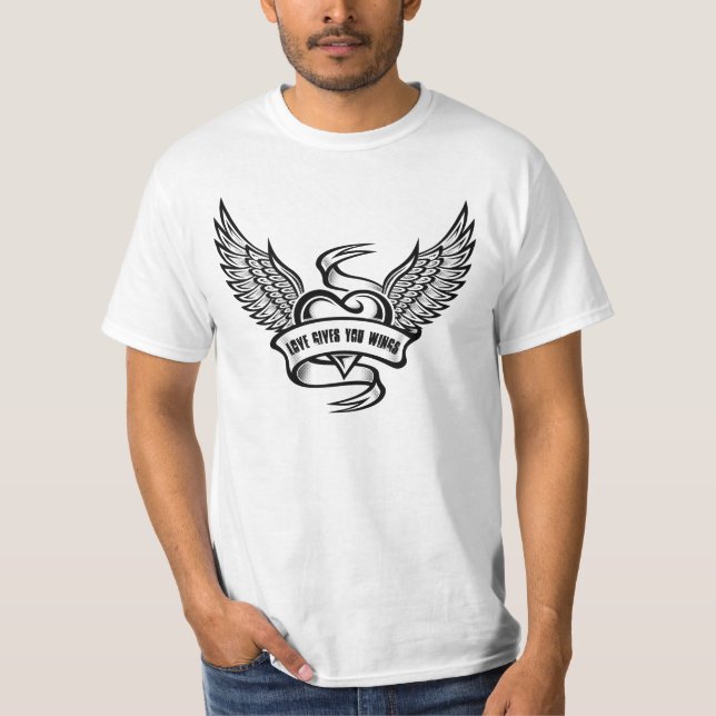 Vintagehjärta med vingar t shirt (Framsida)
