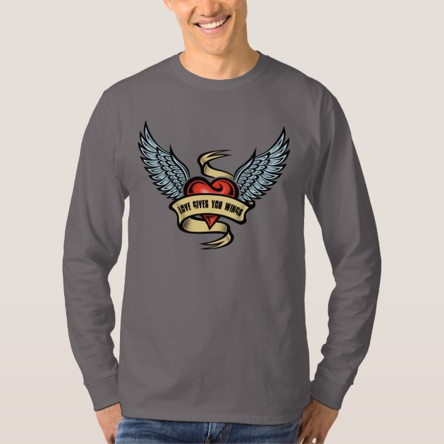 Vintagehjärta med vingar t shirt (Framsida)