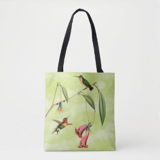VintageHummingbirdillustration på grönt Tygkasse