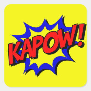 VintagehumorbokKapow Onomatopoeia Fyrkantigt Klistermärke
