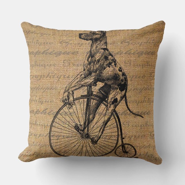 Vintagehunden på cykeln kudder kudde (Framsida)