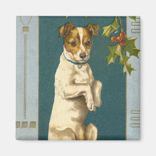 Vintagehundmagnet för helgdagar magnet