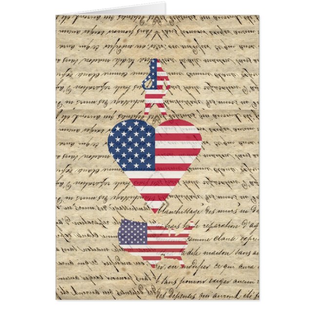 VintageI hjärta America Hälsningskort (Framsidan)