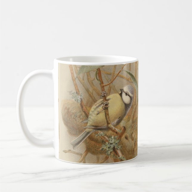 Vintageillustration av blåmes kaffemugg (Vänster)