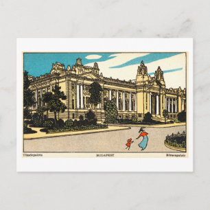 Vintageillustration av Börsenpalais i Budapest Vykort