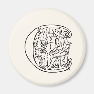 Vintageillustration av brev c magnet