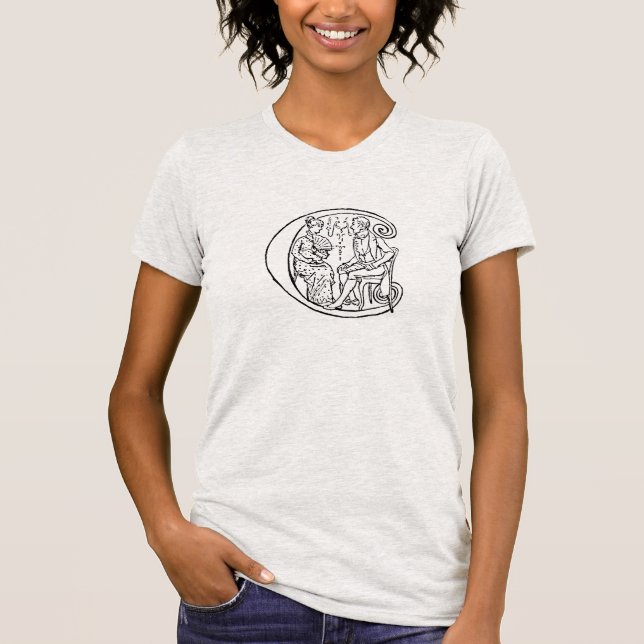 Vintageillustration av brev c tee shirt (Framsida)