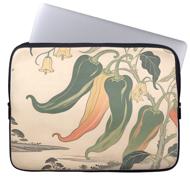 Vintageillustration av chilipeppar laptop fodral (Framsidan)